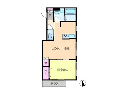 MAISON DE COIN(1LDK/2階)の間取り写真