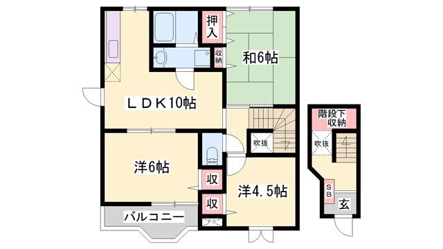 グローバル(3LDK/2階)の間取り写真