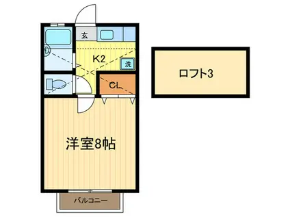 エクセル1(1K/2階)の間取り写真