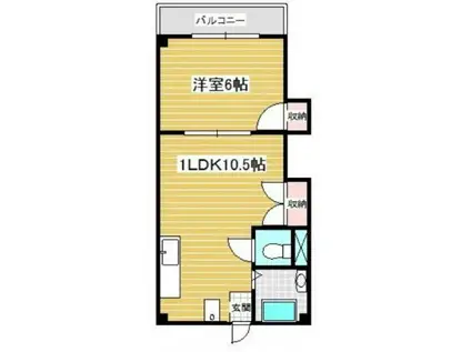 山本北コーポラス1号棟(1LDK/4階)の間取り写真