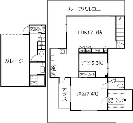 CUORE AKATSUKA(2LDK/1階)の間取り写真