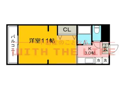 サンライフ大樹(1K/3階)の間取り写真