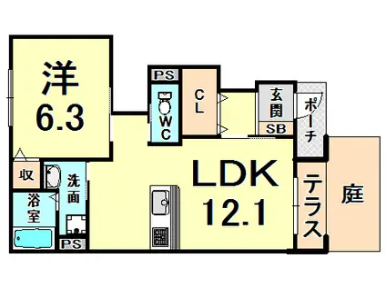 グランチェスタ(1LDK/1階)の間取り写真