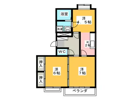 サンライトカネ井(3K/3階)の間取り写真