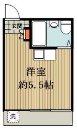 グリーンハイツ5(ワンルーム/1階)の間取り写真