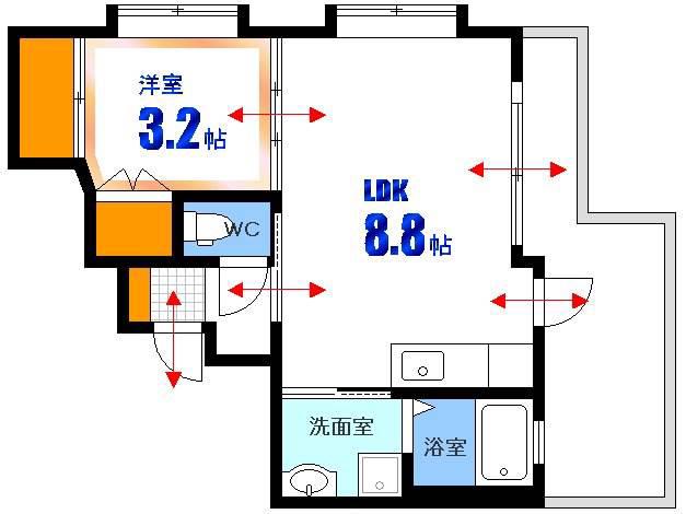 グランカーサ三篠(1LDK/4階)の間取り写真