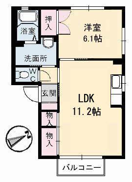 クレスト21A棟(1LDK/1階)の間取り写真