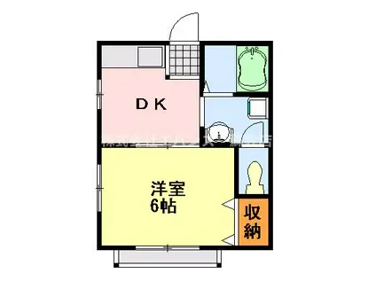 コスモパレス平塚III(1DK/1階)の間取り写真