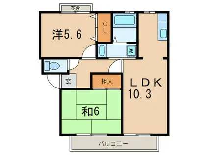 サニーガーデン中原(2LDK/2階)の間取り写真