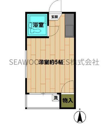 スカイハイツ(ワンルーム/2階)の間取り写真