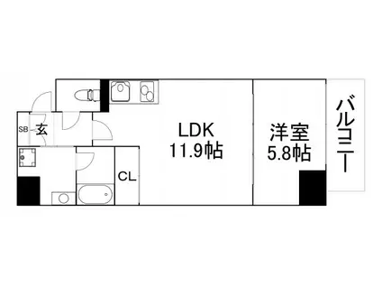 レジデンストレゾールデュー(1LDK/7階)の間取り写真