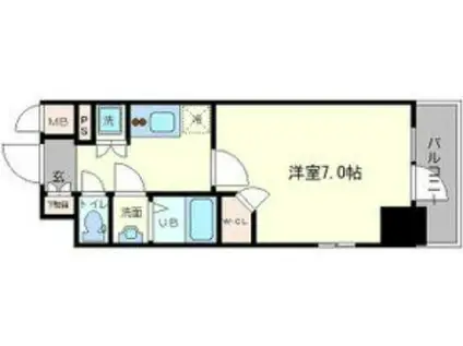 エスリード心斎橋ラグジェ(1K/13階)の間取り写真