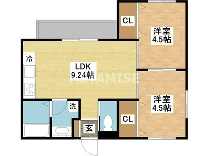 アミティ女神(2LDK/2階)の間取り写真