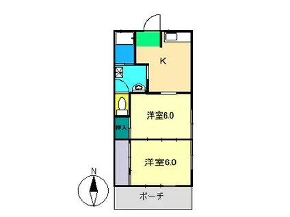 白樺ハイツ(2K/1階)の間取り写真
