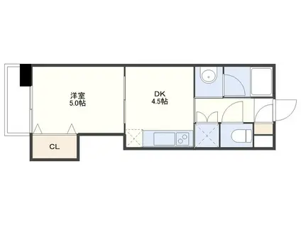 コンフォートヒル(1DK/4階)の間取り写真