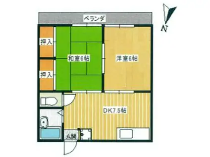 ハイツリベラル(2DK/2階)の間取り写真