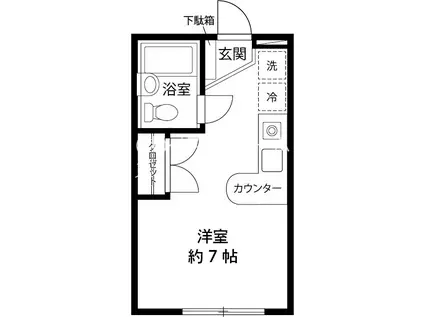 ココット・ホーム(ワンルーム/1階)の間取り写真