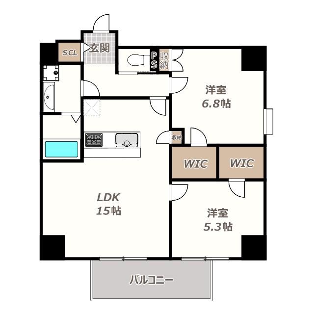 LEGALANDABENO SANMEICHO(2LDK/4階)の間取り写真