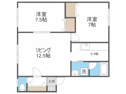 クリスタル510II(2LDK/1階)の間取り写真