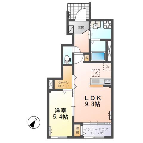 メゾン・ド・オリオン(1LDK/1階)の間取り写真