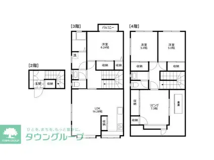 山崎ビル(4LDK/3階)の間取り写真