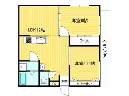 アミュレット駅南(2LDK/2階)の間取り写真