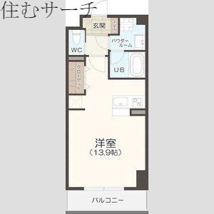 PREMIUM TOWN PLACE(ワンルーム/6階)の間取り写真