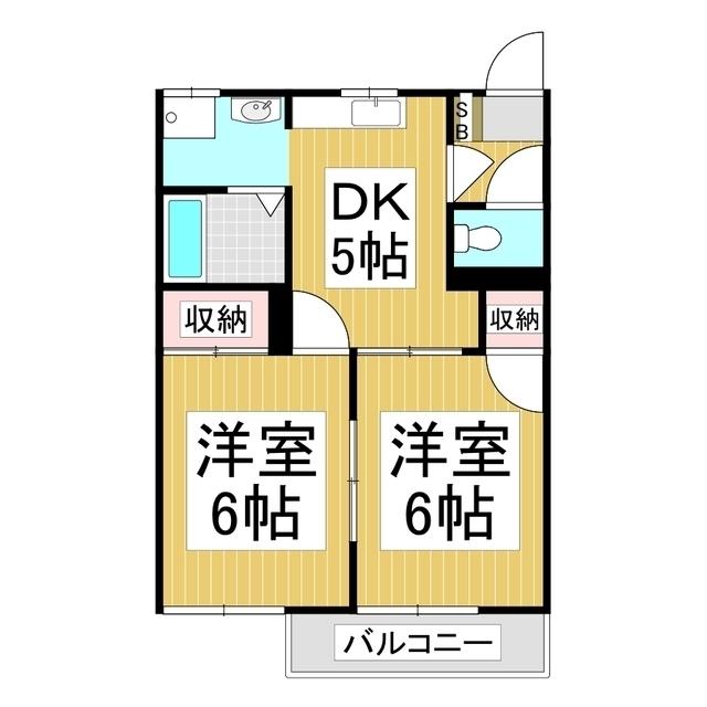 フレグランスハピネスA(2DK/2階)の間取り写真