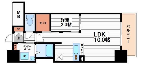 コンフォリアリヴ北浜平野町(1LDK/5階)の間取り写真