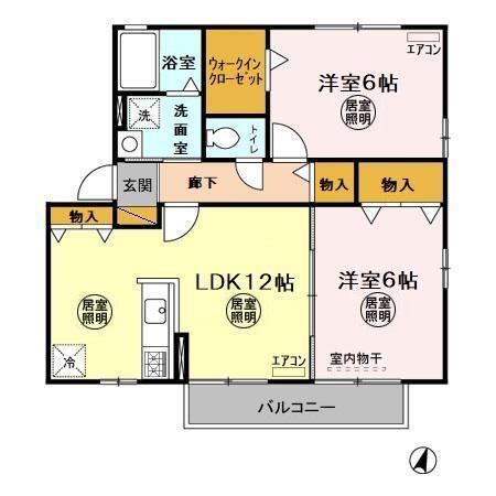パークフラッツ(2LDK/2階)の間取り写真