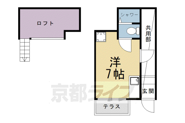 観月コーポ(ワンルーム/1階)の間取り写真