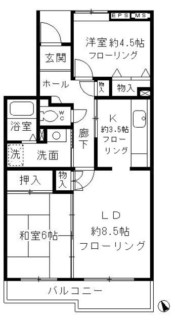 コーポレート小金井梶野通5号棟(2LDK/1階)の間取り写真