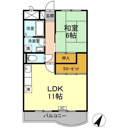 メゾンフラワーヒル(1LDK/1階)の間取り写真