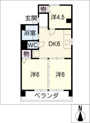 COURT 八家(3DK/3階)の間取り写真