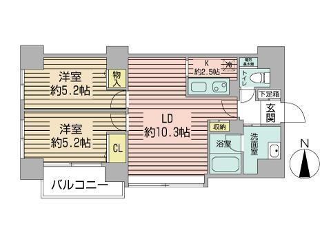 プライムアーバン北3条通(2LDK/5階)の間取り写真