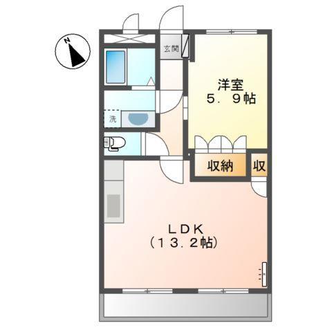 アベニール細江(1LDK/3階)の間取り写真