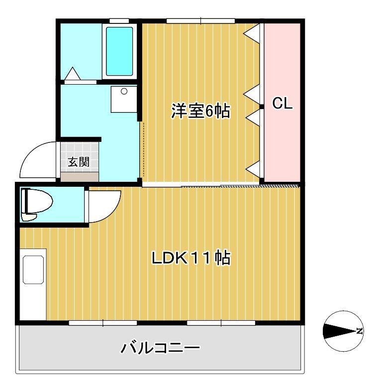 協和コーポ6(1LDK/4階)の間取り写真