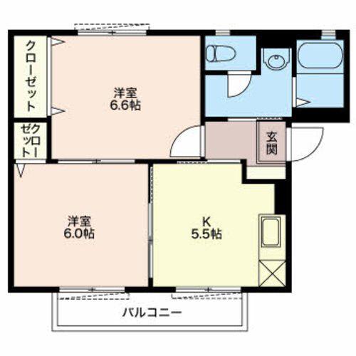 サンベール榎田A(2K/2階)の間取り写真