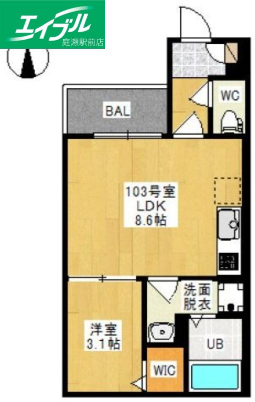 REGALEST 門田屋敷II(1LDK/2階)の間取り写真