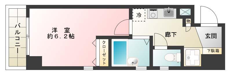 シャルマンかちどき(ワンルーム/4階)の間取り写真