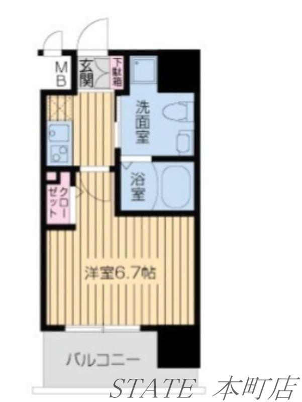 レジディア谷町(1K/10階)の間取り写真