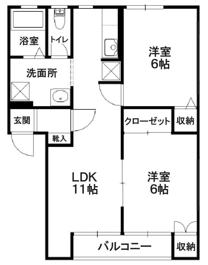 ルシアA(2LDK/1階)の間取り写真