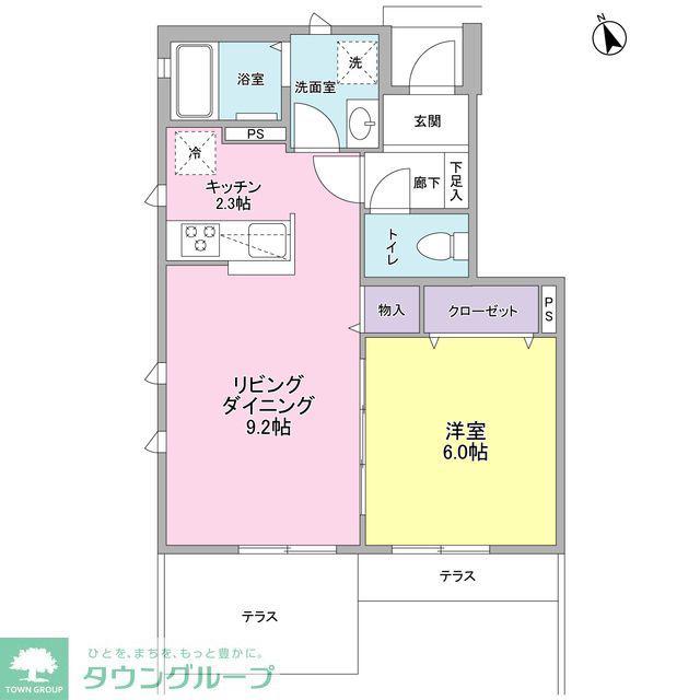 EVERGREEN桜上水(1LDK/1階)の間取り写真