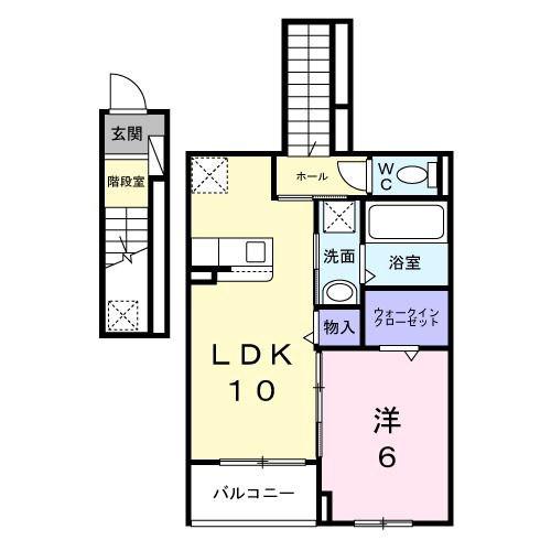 西原1丁目アパート(1LDK/2階)の間取り写真