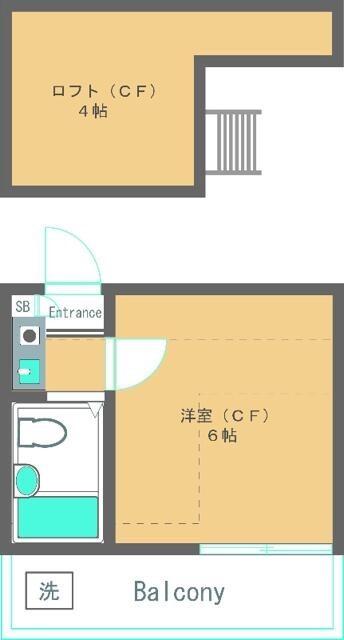 カオパレス6(1K/2階)の間取り写真