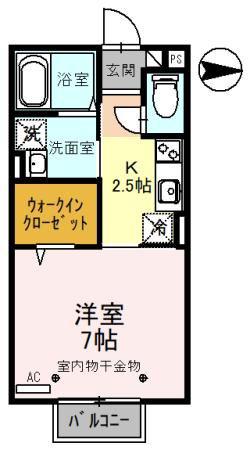 ユイメゾン22(1K/2階)の間取り写真