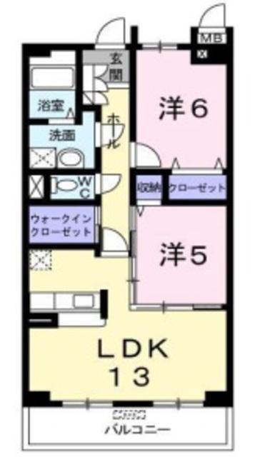 リシアンサスポピー(2LDK/1階)の間取り写真