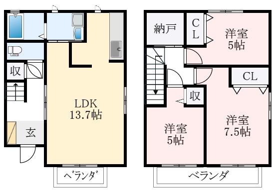コンフォール松村(3LDK/1階)の間取り写真