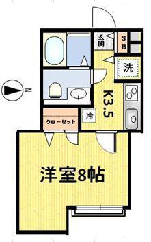 カーサブラン(1K/1階)の間取り写真