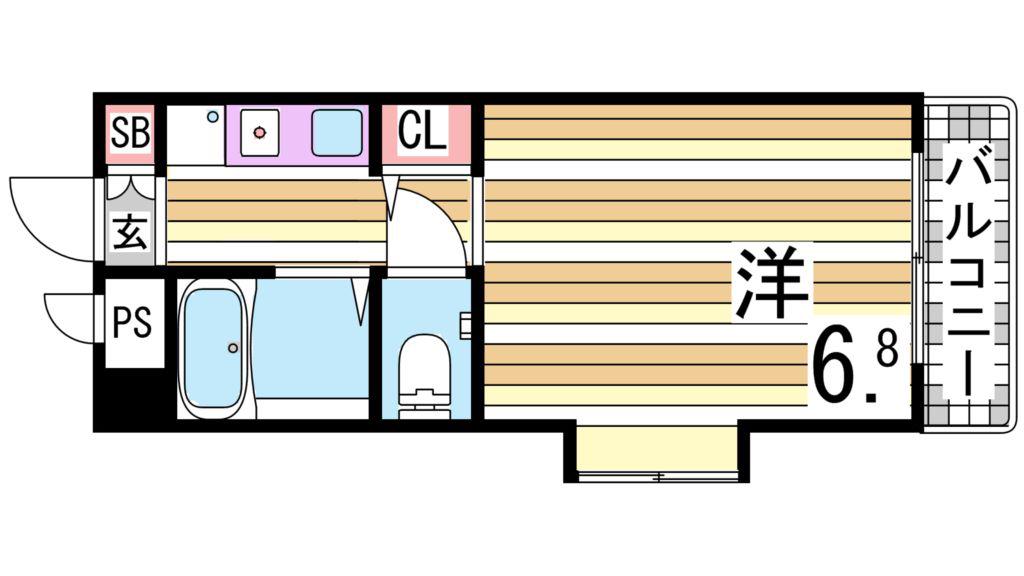 モンテメール仲田(1K/2階)の間取り写真